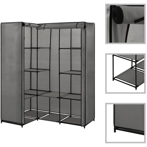 The Living Store Kotna garderobna omara 130x87x169 cm siva - Garderobna Omara, (21434275) Slike