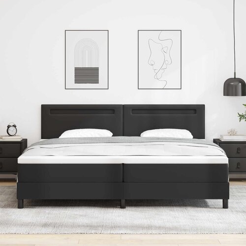 Krevet s opruga kutije Crna 200 x 200 cm Umjetna koža Slike