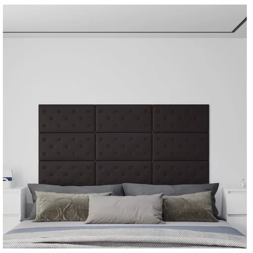  Stenski paneli 12 kosov črni 60x30 cm umetno usnje 2,16 m²