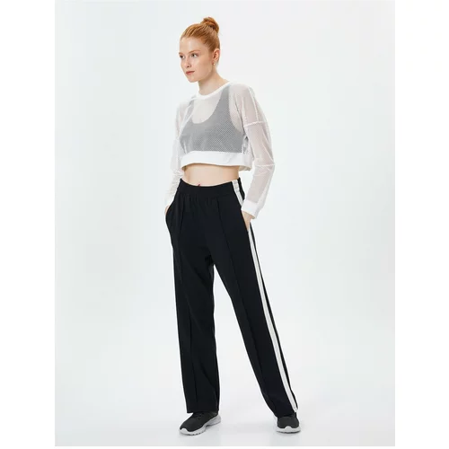 Koton Modal Fabric Sweatpants with Side Stripe Detail Ribbed High Waist Pocket