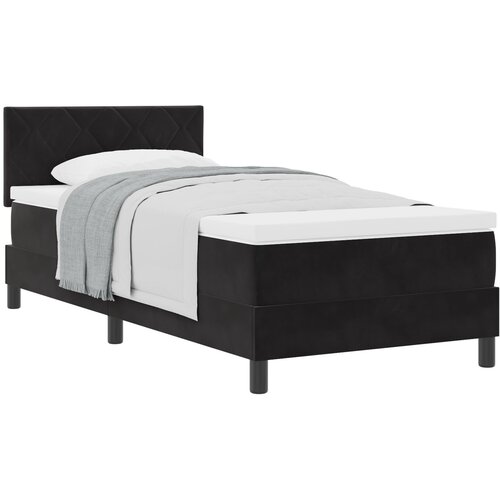 vidaXL Box Spring postelja z vzmetnico Črna 90x200 cm Žamet, (22051014) Cene