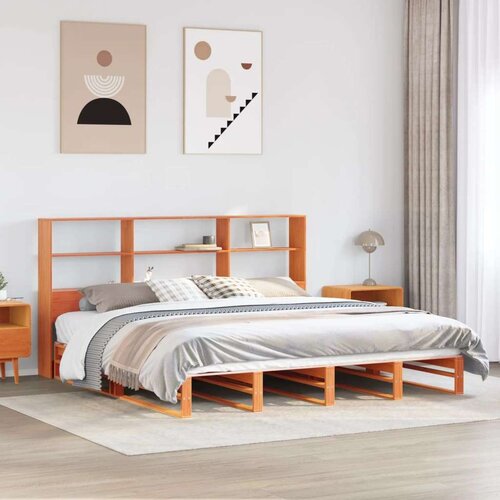  Krevet s regalom za knjige bez madraca 180x200 cm masivno drvo Slike