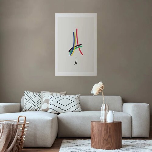 Plakat - Eiffel Tower - Colored Graphic - Abstraction 60x90 Bez okvira s margom Cene