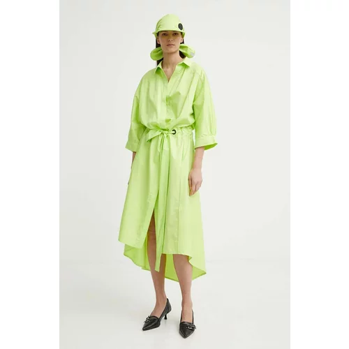 MMC Studio Bombažna obleka zelena barva, FELIA.DRESS
