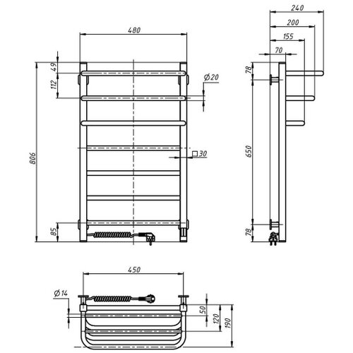  Električni su&amp;scaron;ač pe&amp;scaron;kira sa termostatom FORTIS 155W 80x48 cm crni desni Slike