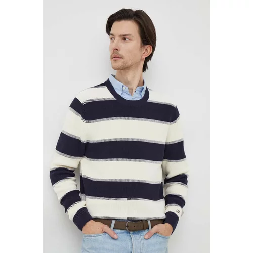 Tommy Hilfiger Bombažen pulover mornarsko modra barva