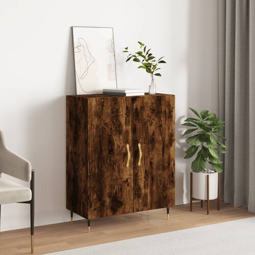 VidaXL Komoda dimljeni hrast 69,5x34x90 cm inženirski les Slike