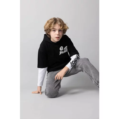 Defacto Boy Oversize Fit Hooded Long Sleeve T-Shirt