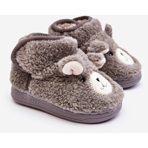 Kesi Children&amp;#039;s insulated slippers with teddy bear, grey Eberra Slike