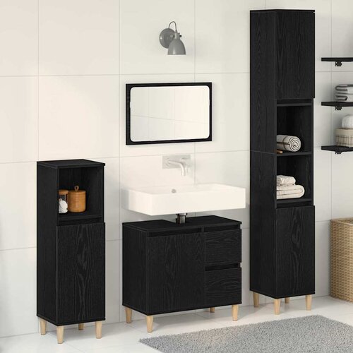  Set namje&scaron;taja za kupaonicu Zidne s pohranom 3 pcs Crni hrast Cijene