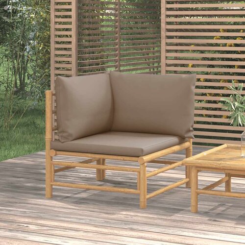  Kutna vrtna sofa od bambusa sa smeđesivim jastucima Cene