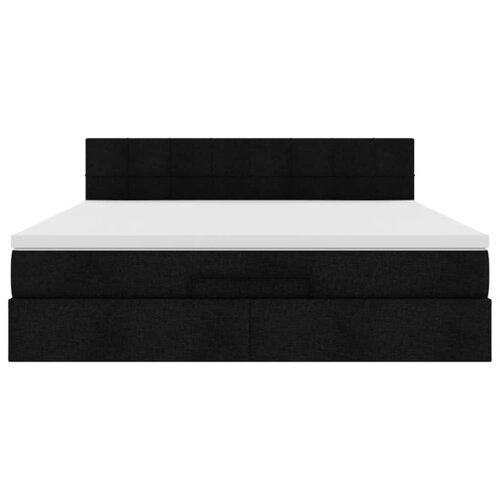  Otomanski krevet s madracem i LED crni 160x200cm tkanine Slike