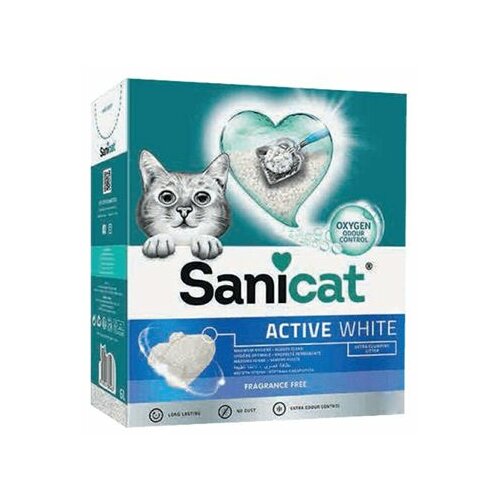 Sanicat grudvajući posip za mačke Active White - 6L Cene