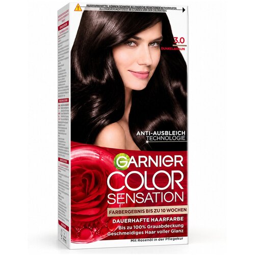 Garnier Barve za lase Coloration Permanente Color Sensation - 3.0 Brun fonc&amp;eacute; Črna Slike