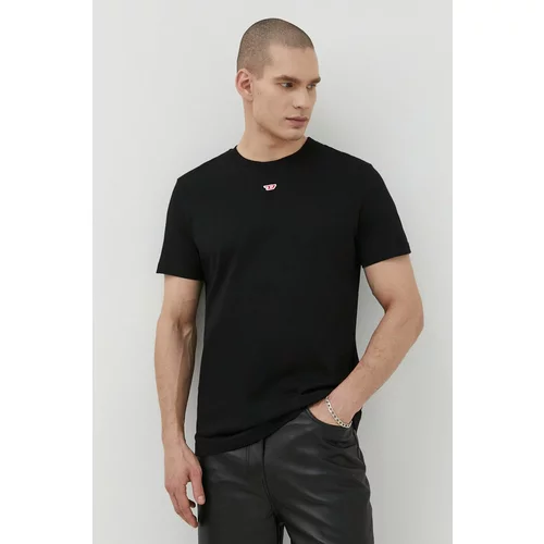 Diesel Bombažna kratka majica moški, črna barva