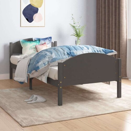 vidaXL posteljni okvir temno siv iz trdne borovine 100x200 cm Cene