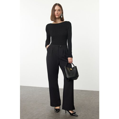 Trendyol Black Low Waist Wide Leg/Wide Leg Woven Trousers Slike