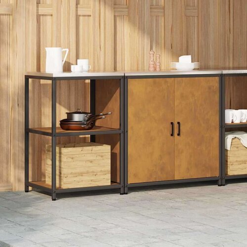 VidaXL kuhinjski set za pohranu s policom s pohranom s vratima podesiva 2 pcs rđa 150 x 50 x 92 cm Slike