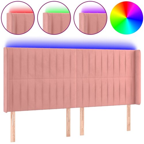 Maison Chic led posteljno vzglavje - vzglavna omarica - nočna omarica roza 163x16x118/128 cm žamet, (21710264) Slike