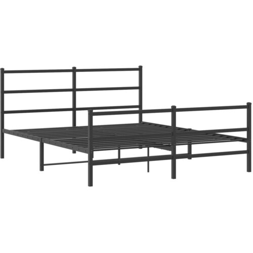 vidaXL Kovinski posteljni okvir z vzglavjem in vznožjem črn 150x200 cm, (21007307) Cene