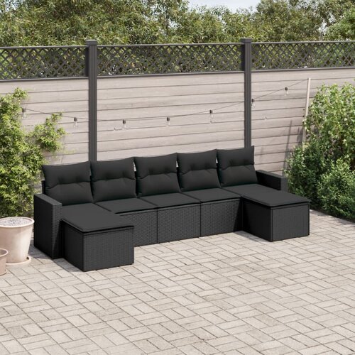 VidaXL 7-dijelni set vrtnih sofa od poliratana s jastucima crni Slike
