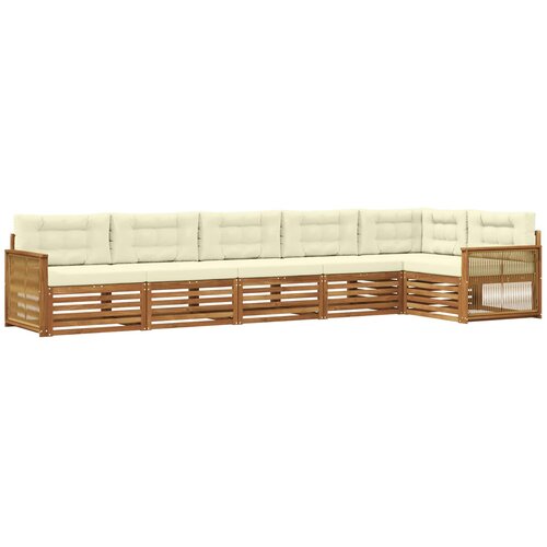 vidaXL Zunanja garnitura za sedenje z blazino 6 pcs Naravna in smetana, (5000281171) Cene