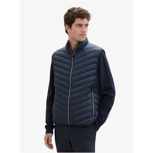 Tom Tailor Dark blue men's quilted vest - Men's