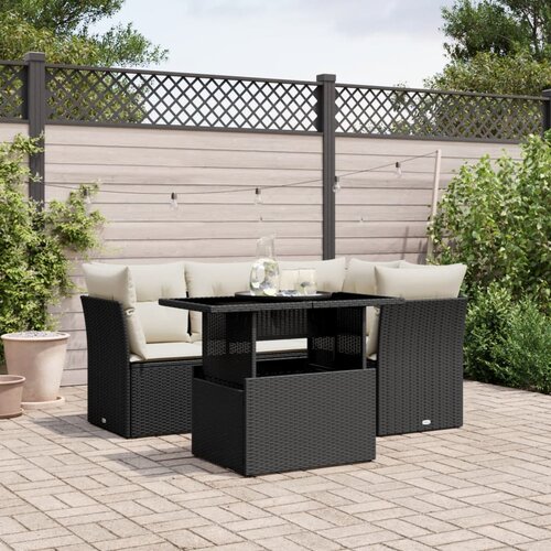  5-dijelna vrtna garnitura od poliratana s jastucima crna 100 x 55 x 73 cm Cijene