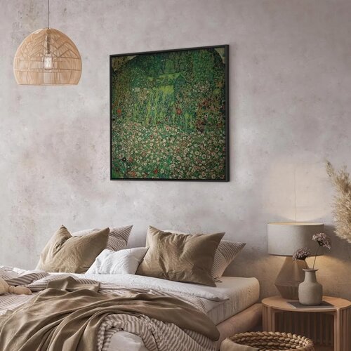  Slika - Gustav Klimt &amp;ndash; Gartenlandschaft mit Bergkuppe 40x40 U crnom drvenom okviru Slike