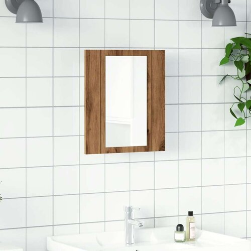 VidaXL LED kupaonski ormarić s ogledalom boja hrasta 40x12x45cm drveni Slike