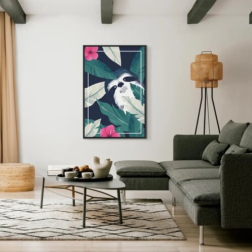  Slika - Sloth in the Tropics (1 Part) Vertical 40x60 U crnom drvenom okviru Slike