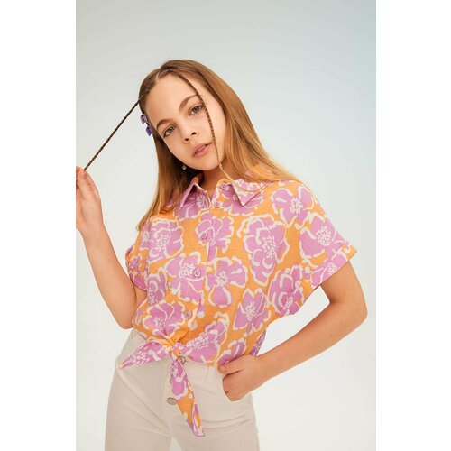 Defacto Girl Short Sleeve Patterned Crop Shirt Slike