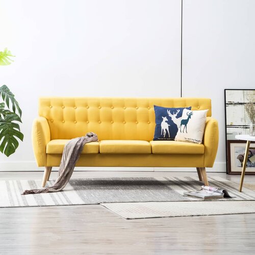  Trosjed s presvlakom od tkanine 172 x 70 x 82 cm žuti Slike