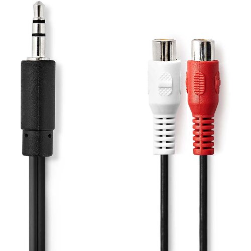 Nedis Zvočni adapterski kabel 3,5 mm jack na 2 RCA ženski 20 cm, Črna, (5000075412) Cene
