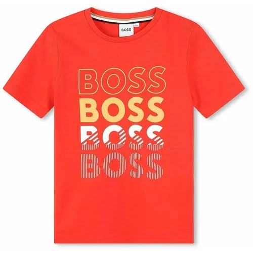 Boss Otroška bombažna kratka majica rdeča barva