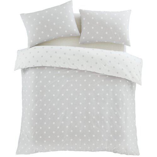 Catherine Lansfield Bela/siva enojna flanelna posteljnina 135x200 cm Polka Dot – Cene
