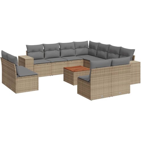 vidaXL 12-dijelni set vrtnih sofa od poliratana s jastucima bež Cijene