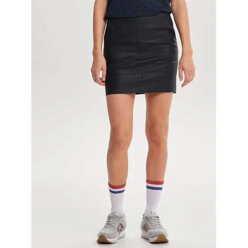 Only Black Leatherette Miniskirt Base - Women