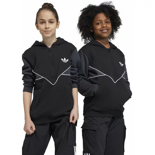 Adidas Dječja dukserica boja: crna, s kapuljačom, s aplikacijom