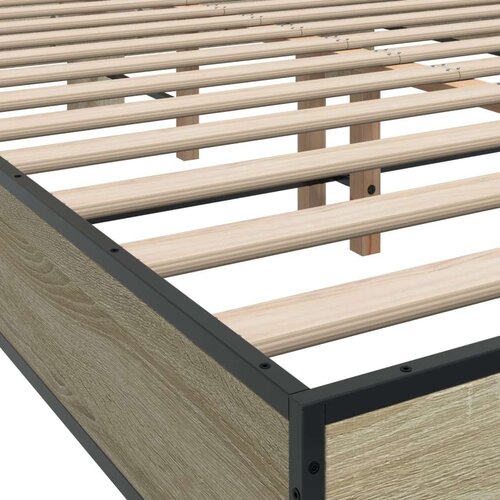  Okvir kreveta boja hrasta 120x200 cm konstruirano drvo i metal Slike
