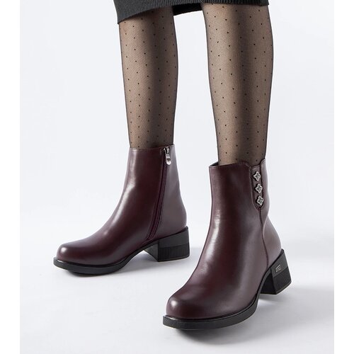 Gemre Burgundy insulated ankle boots with rhinestones natural leather Insignia Cene