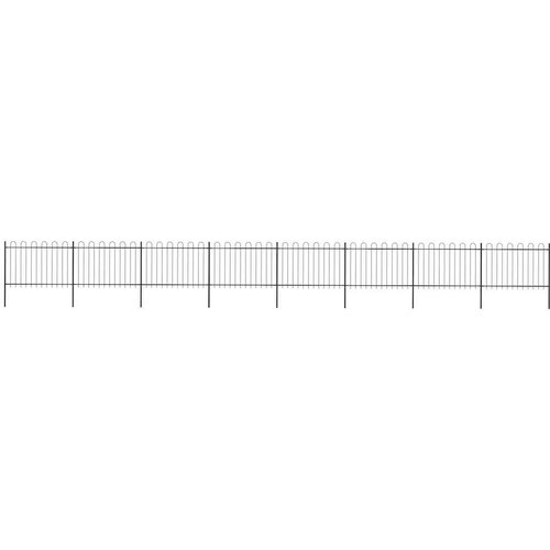  Vrtna ograda s obručem na vrhu Čelik 1426x120 cm Crna Cene