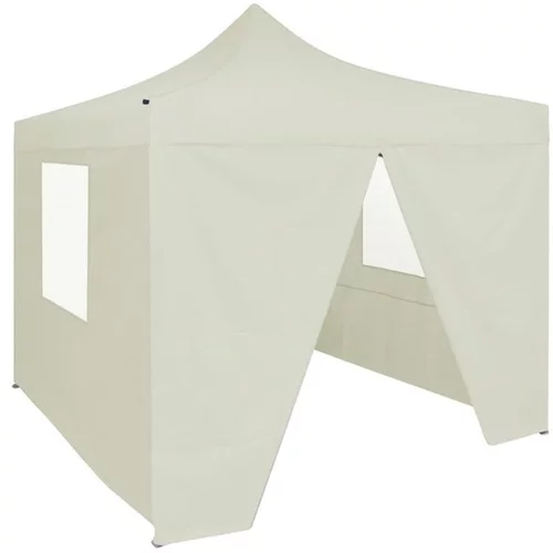  profesionalen zložljiv vrtni šotor s 4 stranicami 2x2 m krem