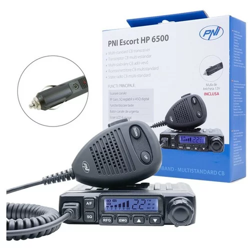 PNI CB postaja Escort HP 6500, multistandard, 4W, AM-FM, 12V, ASQ, RF Gain,