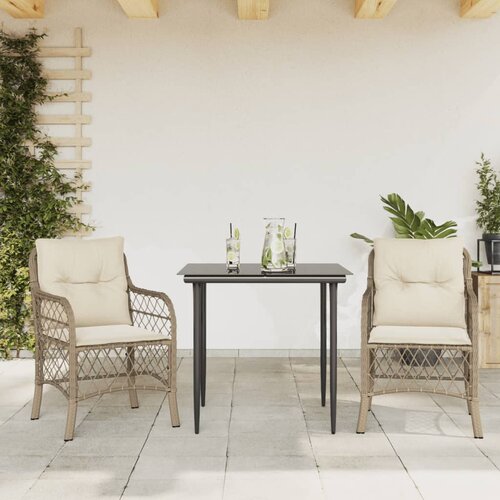  3-dijelni bistro set s jastucima bež od poliratana 80 cm table length Cene
