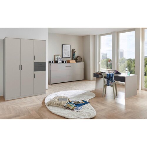 CARRYHOME ZLOŽLJIVA POSTELJA 120 cm x 200 cm , leseni material siva, sahara Slike