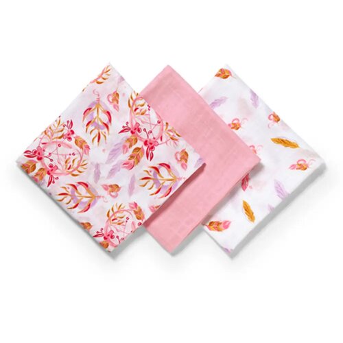 BabyOno Bambus tetra plenice Boho listi, roza Slike