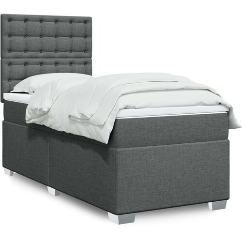 VidaXL Okvir kreveta s oprugama i madrac tamnosivi 80x200cm od tkanine Slike