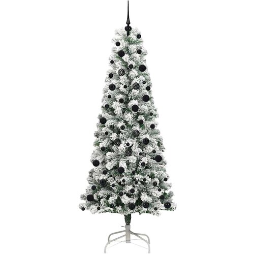 VidaXL Umjetno božićno drvce s nogom Zelena i bijela 240 cm PVC Slike