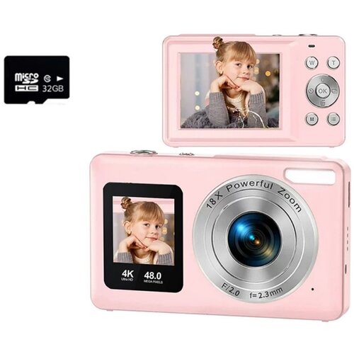 INF Fotoaparat z dvema zaslonoma 2.4 inch + 1.3 inch, 4K/30fps, 18x zoom Pink, (5000298750) Cene